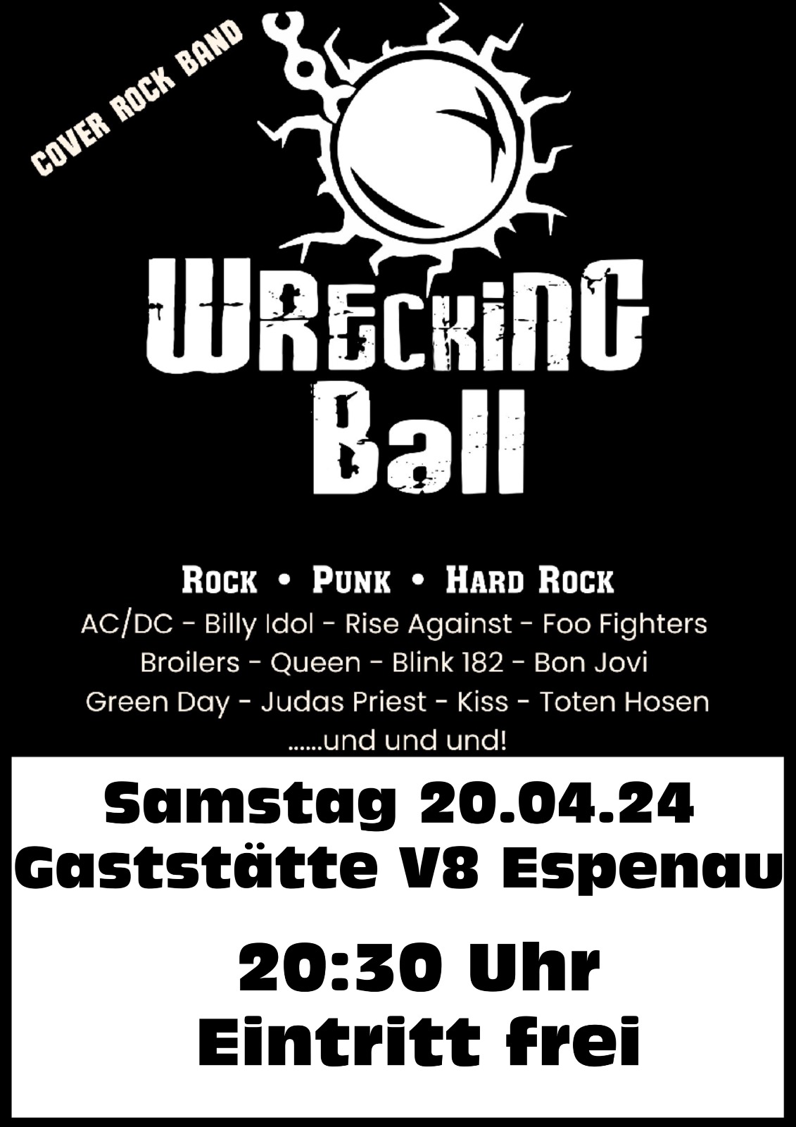 Flyer Wrecking Ball in der Gaststätte V8