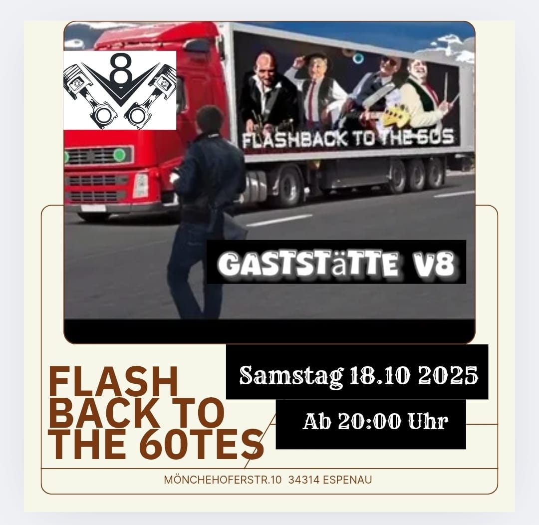 Flyer Flash-Back to the 60s in der Gaststätte V8