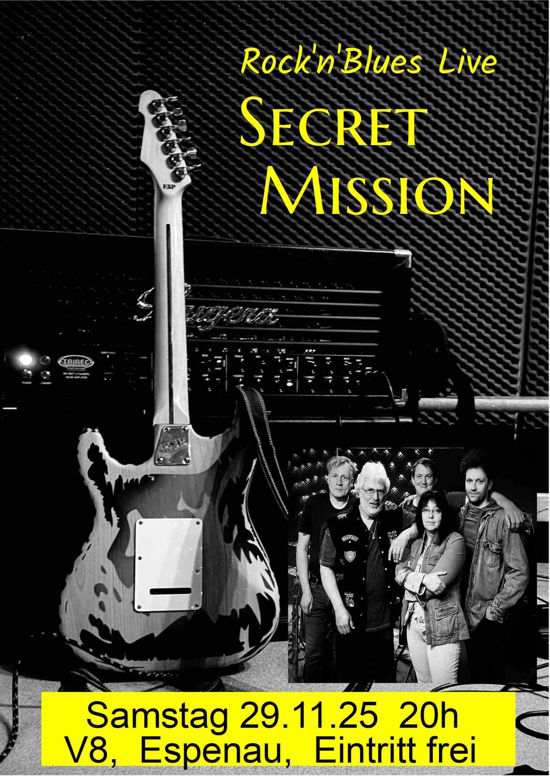 Flyer Secret Mission in der Gaststätte V8