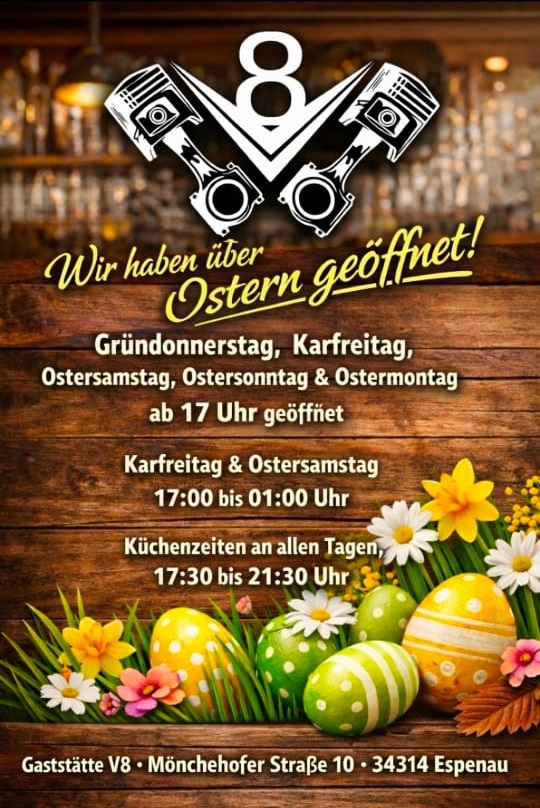 Ostern 2026 in der Gaststätte V8