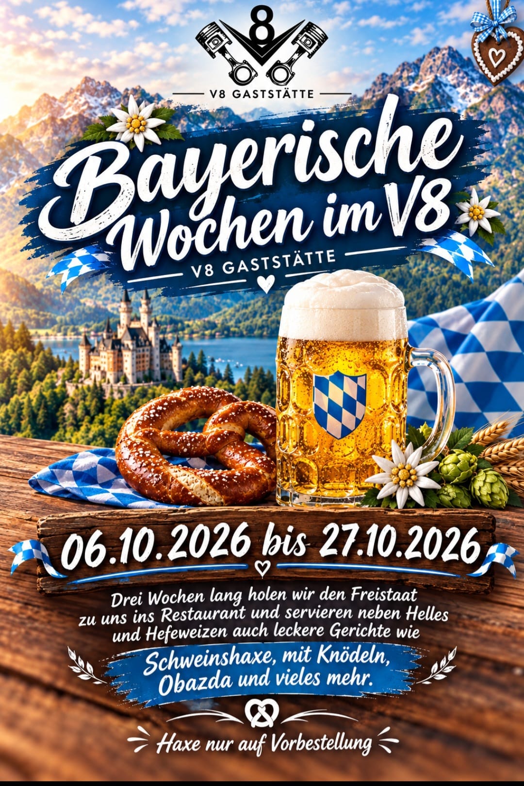 Bayrische Wochen 2026 in der Gaststätte V8